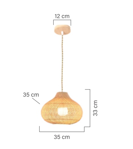 Medidas do Lúminaria Pendente Rattan de Palha Nova Guine Detalhes